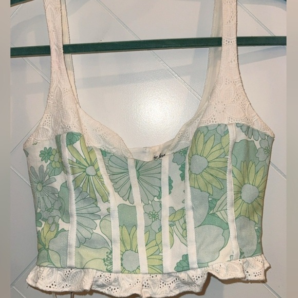 For Love & Lemons Peyton Floral Eyelet Lace Trim Structured Bustier Top Small - Picture 8 of 12